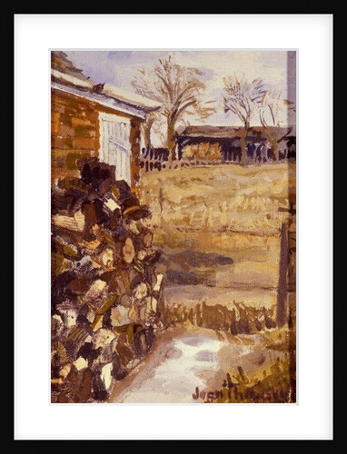 View from the Cottage Window, Logs stored for winter, 1987 by Joan Thewsey