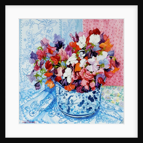 Sweet Peas in a Blue and White Pot, 2010 by Joan Thewsey