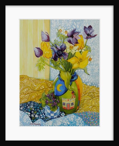 Tulips and Anemones with a Pot of Violets, 2010 by Joan Thewsey