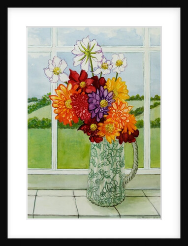 Dahlias on the Cottage Window Sill, 2010 by Joan Thewsey