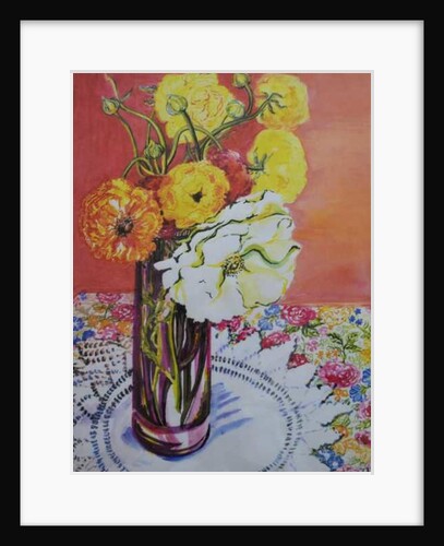 Ranunculus on a Lace Cloth, 2001 by Joan Thewsey