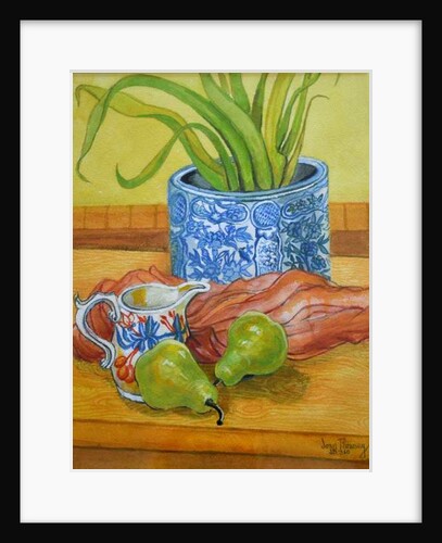 Blue and White Pot, Jug and Pears, 2006 by Joan Thewsey