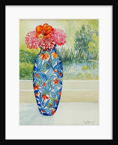 Vase with Dahlias and View of the Pond, 2001 by Joan Thewsey