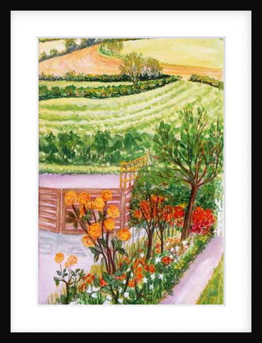 The Cottage Garden and view beyond by Joan Thewsey