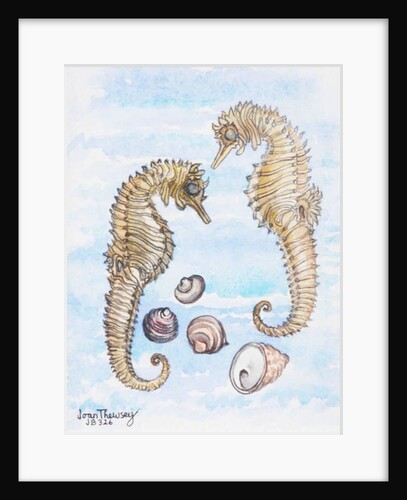 Two Seahorses, with Shells, 2000 by Joan Thewsey