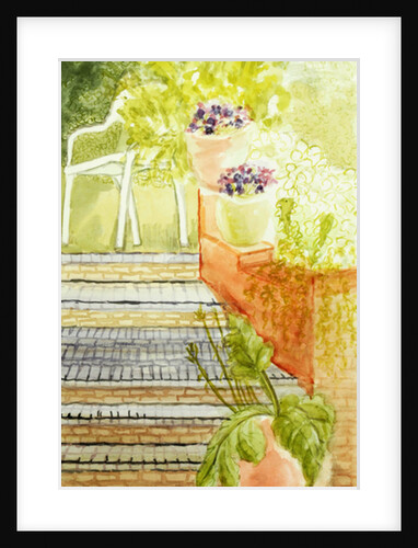 Cynthia's Garden;Steps and Pots, 2009 by Joan Thewsey