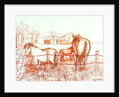 Serenade, Janie and a Donkey in the Meadow, 2000 by Joan Thewsey