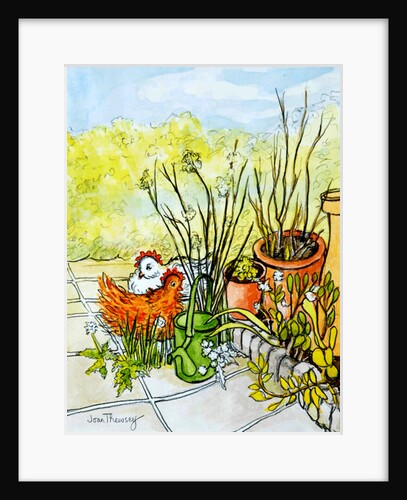 Hens and Pots, Lucy Redman Open Garden, 2000 by Joan Thewsey