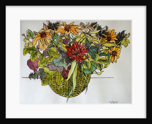 Rudbeckia with foliage in a basket, 2011 by Joan Thewsey