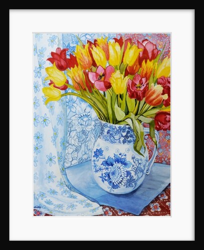 Red and yellow tulips in a Copeland jug by Joan Thewsey