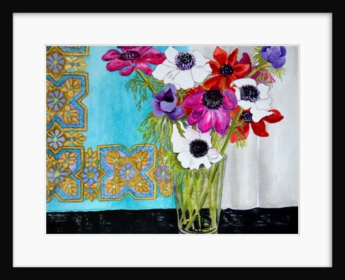 Anemones on a Dark Shelf by Joan Thewsey