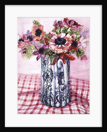 Anemones in a Victorian Flowered Jug by Joan Thewsey
