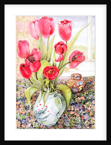 Tulips in a Rye Jug by Joan Thewsey