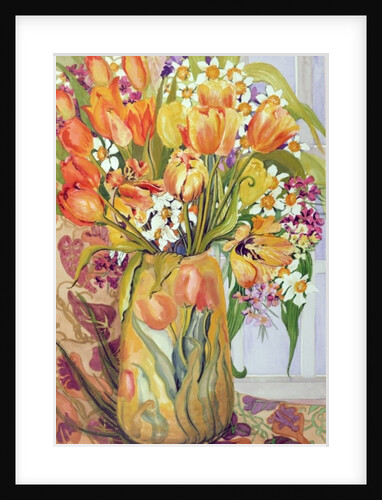 Tulips and Narcissi in an Art Nouveau Vase by Joan Thewsey