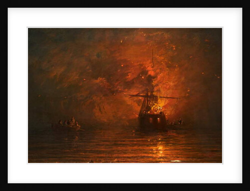 Ship on Fire, 1873 by James Francis Danby