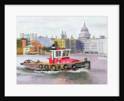 Red Tug passing St. Pauls, 1996 by Terry Scales
