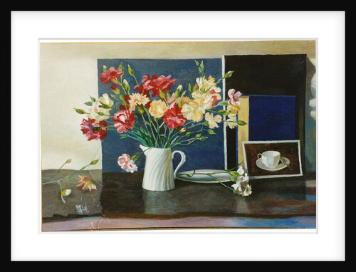 Carnations in a spiral jug, 2000 by Terry Scales