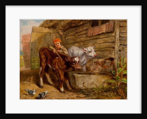 Boy with Calves and Trough by Henry Dawson