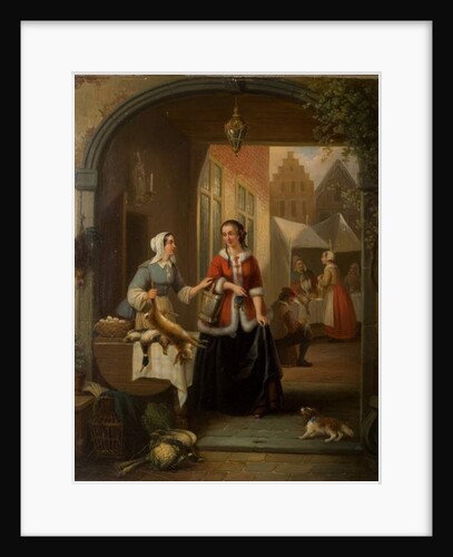 Dutch Market Scene by Henri Joseph Gommarus Carpentero