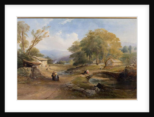 Landscape, Bridge and Figures by Thomas Miles (attr. to) Richardson