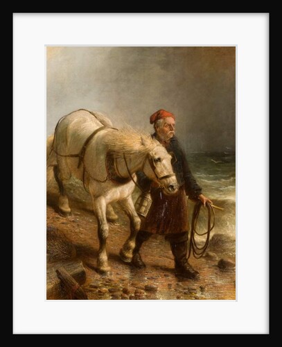 Man with Horse and Lantern by School English