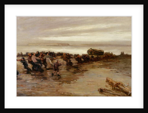 Hauling up the Lifeboat, Holy Island, c.1910-20 by John William Gilroy