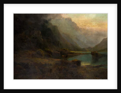 Highland Loch with Stag by Thomas Henry Gibb