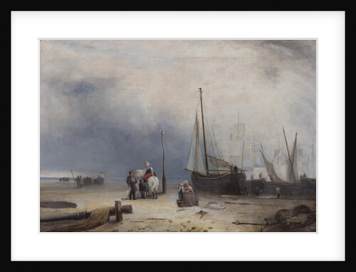 Coast Scene with Boats and Figures by School English
