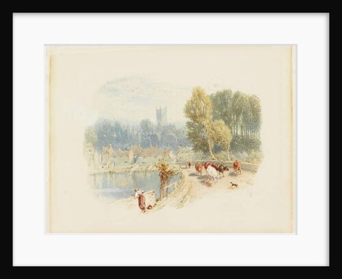 River Scene with Church by Myles Birket Foster