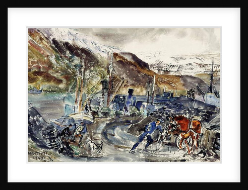 Local Coal Cart and Trawlers, Seydisfjordur, Iceland by Thomas Barclay Hennell