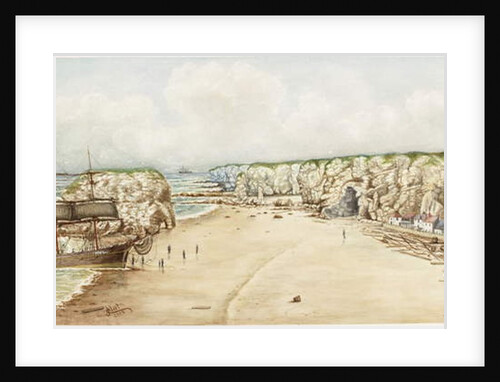 Brig aground at Marsden Rock) by James Henry Cleet
