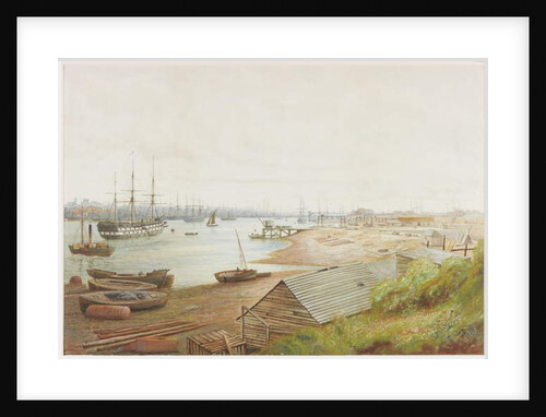 A busy river scene with numerous vessels by Bernard Benedict Hemy