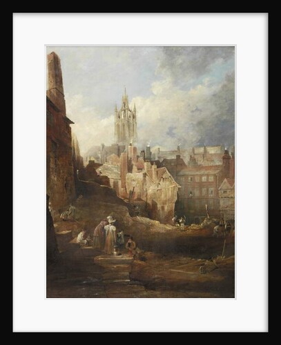 Excavations for the High Level Bridge, Newcastle upon Tyne, c.1846 by Thomas Miles Richardson