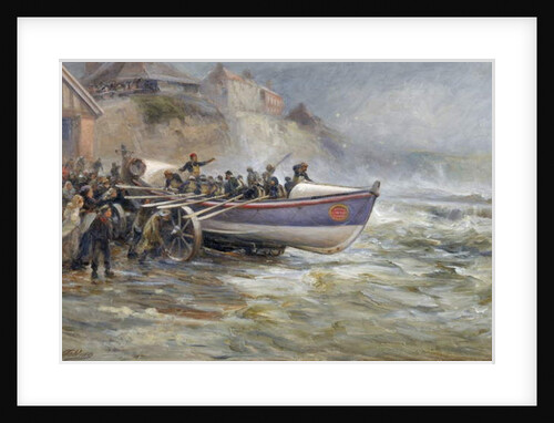Launching the Cullerboats Lifeboat, 1902 by Robert Jobling
