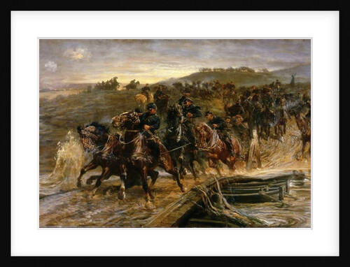 French Artillery Crossing the Flooded Aisne and Saving the Guns, 1915 by John Charlton