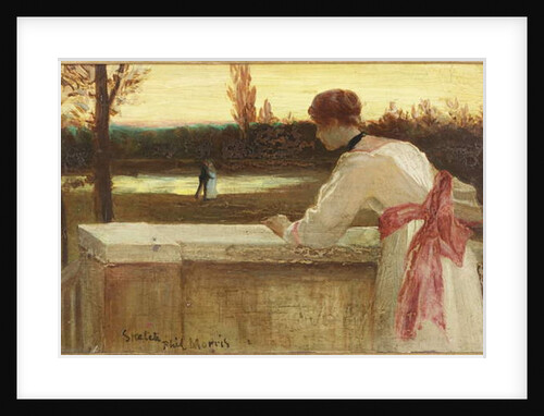 Girl on a Balcony Watching a Couple by a Lake by Philip Richard Morris