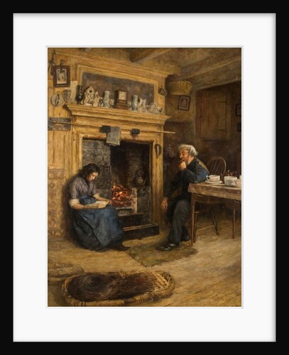 Interior, Woman Reading to Old Man, 1889 by Frank Stanley Ogilvie