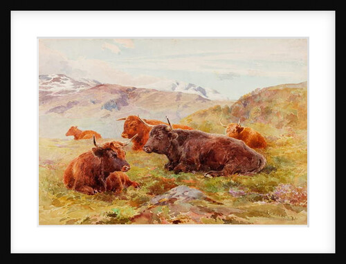 Highland Landscape with Cattle by John Isaac Richardson