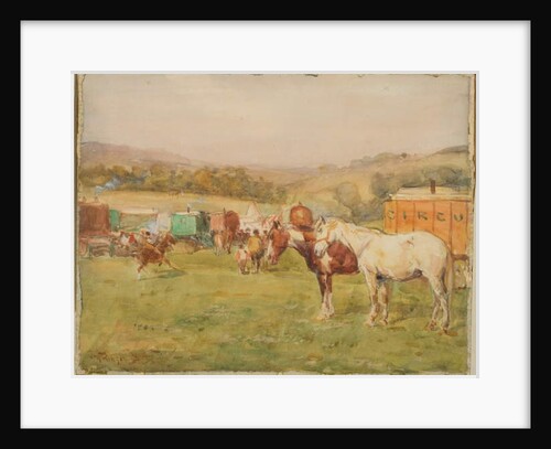 Two Horses and a Circus Van by John Atkinson