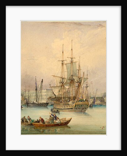 River Scene with Shipping by Samuel Owen