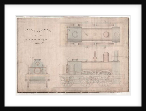 Construction drawing, 0-4-2 locomotive and tender by R. and W. Hawthorn and Co. for the Stanhope and Tyne Railway Co by English School