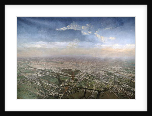 General view of Paris from a hot-air balloon, 1855 by Victor Navlet