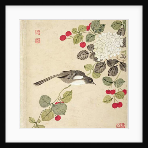 One of a series of paintings of birds and fruit, late 19th century by Guochen Wang