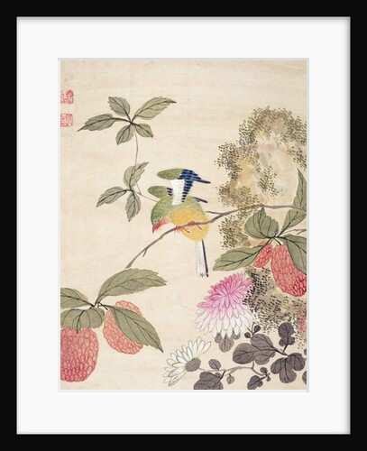 One of a series of paintings of birds and fruit, late 19th century by Guochen Wang