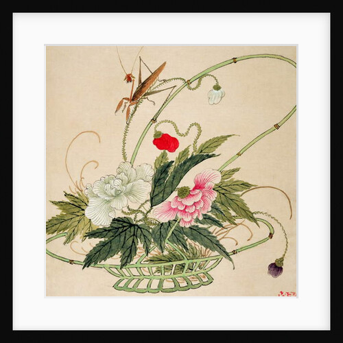 One of a series of paintings of flowers and insects, late 19th century by Hua Liu
