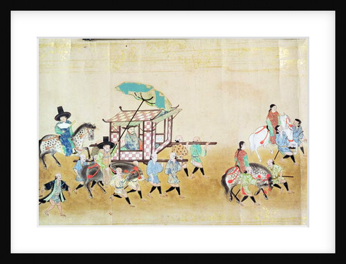 Part of the Sixth Korean Embassy to Japan at the time of Tokugawa Ietsuna's succession in 1651, possibly by Kano Masunobu 1655-57 by Japanese School
