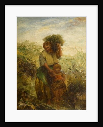 Gorse Gatherer - Child Crossing Mountain Stream, 1855 by Paul Falconer Poole
