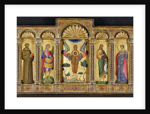 Triptych with Mary Magdalen holding the head of Christ, flanked by saints by Paolo Veneziano