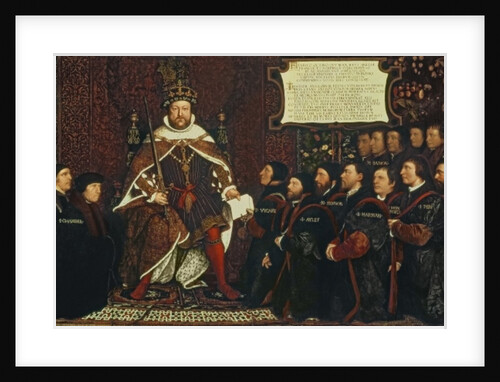 Henry VIII handing over a charter to Thomas Vicary, commemorating the joining of the Barbers and Surgeons Guilds, 1541 by Hans Holbein the Younger