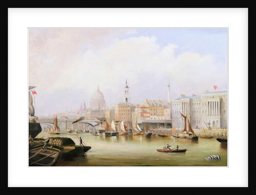 View down the Thames with Blackfriars and St. Paul's Cathedral Beyond by English School